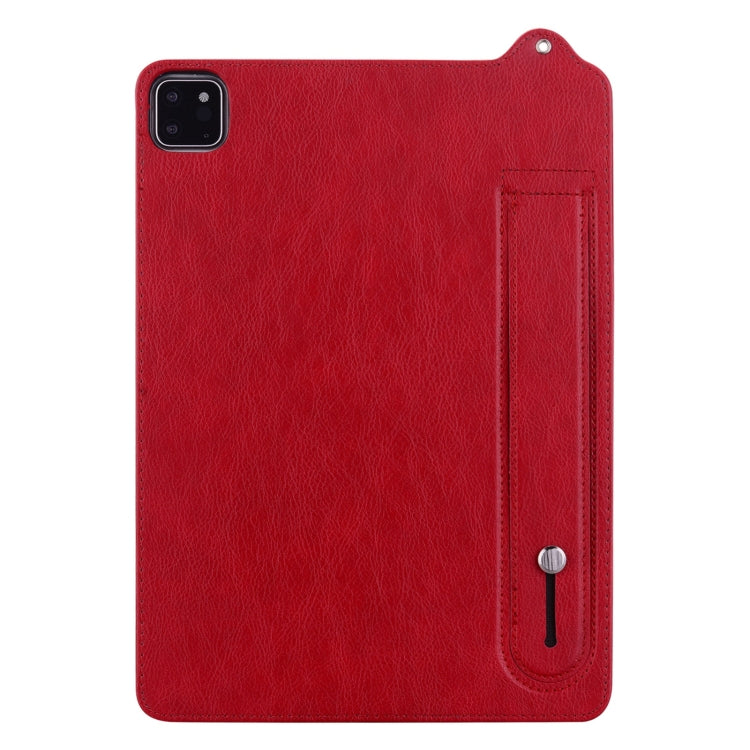 For iPad Air 13 2024 / 2025 TPU Leather Back Tablet Case with Wristband(Red) by bashfashion