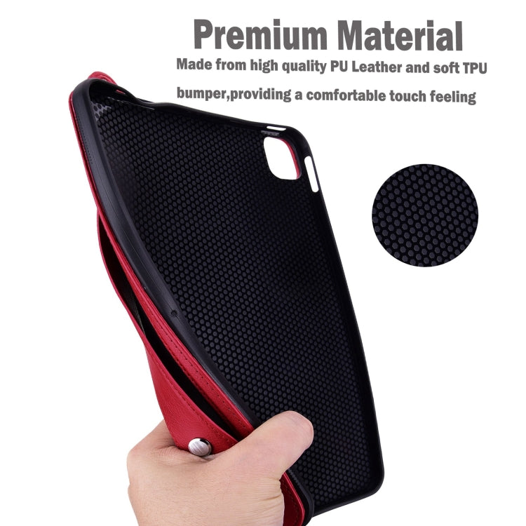 For iPad Air 13 2024 / 2025 TPU Leather Back Tablet Case with Wristband(Red) by bashfashion
