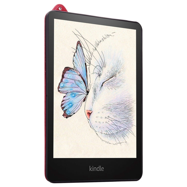 For Amazon Kindle Paperwhite 12th 2024 TPU Leather Back Tablet Case with Wristband(Red) by bashfashion