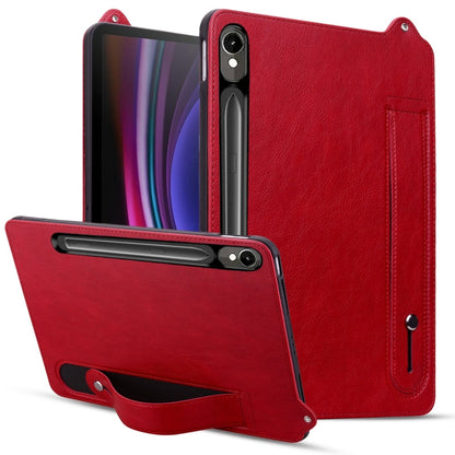 For Samsung Galaxy Tab S10 / S9 / S11 TPU Leather Back Tablet Case with Wristband(Red) by bashfashion