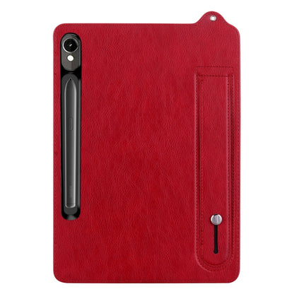 For Samsung Galaxy Tab S10 / S9 / S11 TPU Leather Back Tablet Case with Wristband(Red) by bashfashion