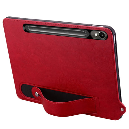 For Samsung Galaxy Tab S10 / S9 / S11 TPU Leather Back Tablet Case with Wristband(Red) by bashfashion