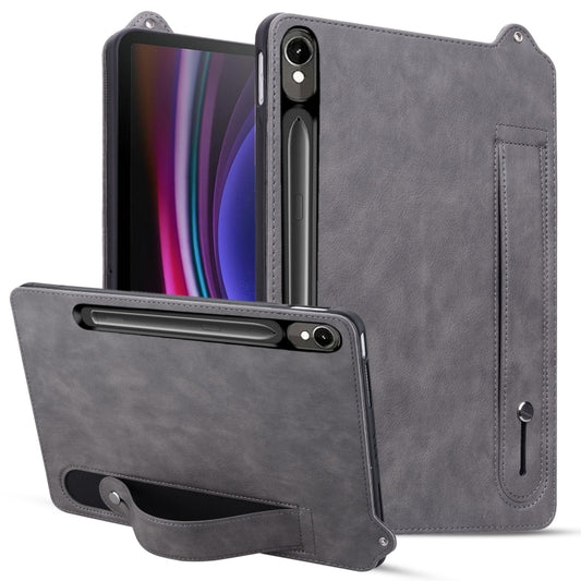 For Samsung Galaxy Tab S10 / S9 / S11 TPU Leather Back Tablet Case with Wristband(Grey) by bashfashion