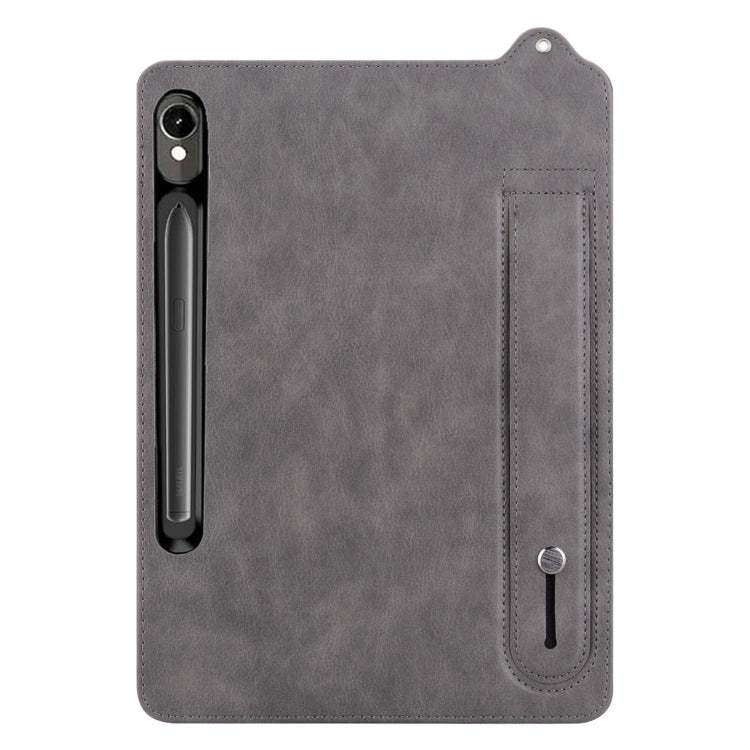 For Samsung Galaxy Tab S10 / S9 / S11 TPU Leather Back Tablet Case with Wristband(Grey) by bashfashion