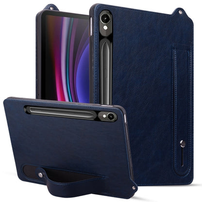 For Samsung Galaxy Tab S10 / S9 / S11 TPU Leather Back Tablet Case with Wristband(Dark Blue) by bashfashion
