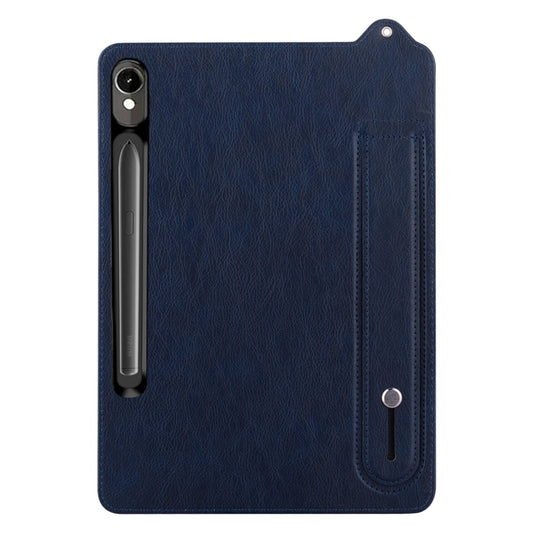 For Samsung Galaxy Tab S10 / S9 / S11 TPU Leather Back Tablet Case with Wristband(Dark Blue) by bashfashion