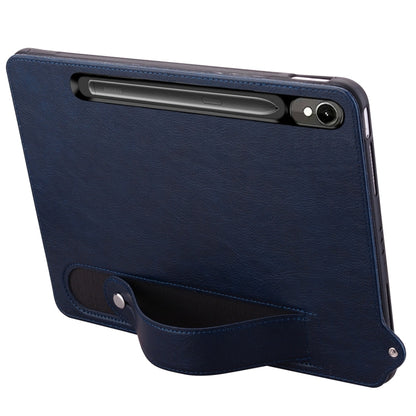 For Samsung Galaxy Tab S10 / S9 / S11 TPU Leather Back Tablet Case with Wristband(Dark Blue) by bashfashion