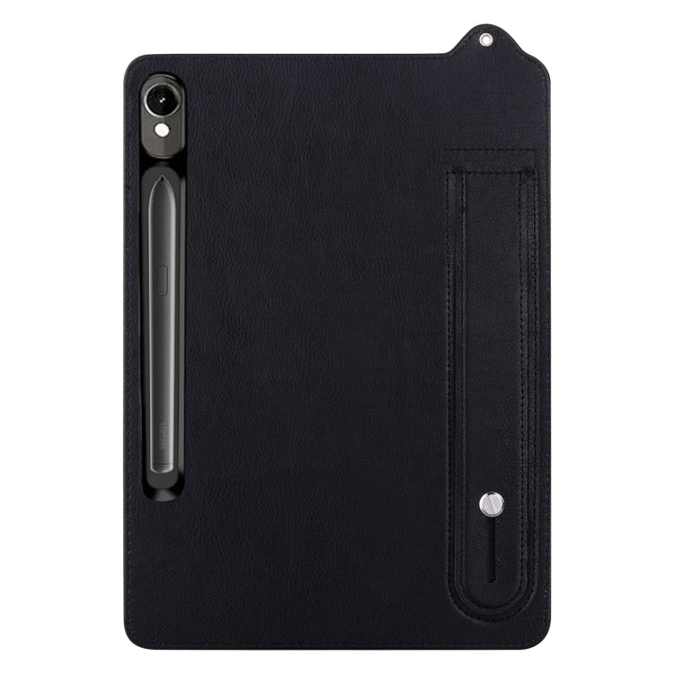 For Samsung Galaxy Tab S10 / S9 / S11 TPU Leather Back Tablet Case with Wristband(Black) by bashfashion