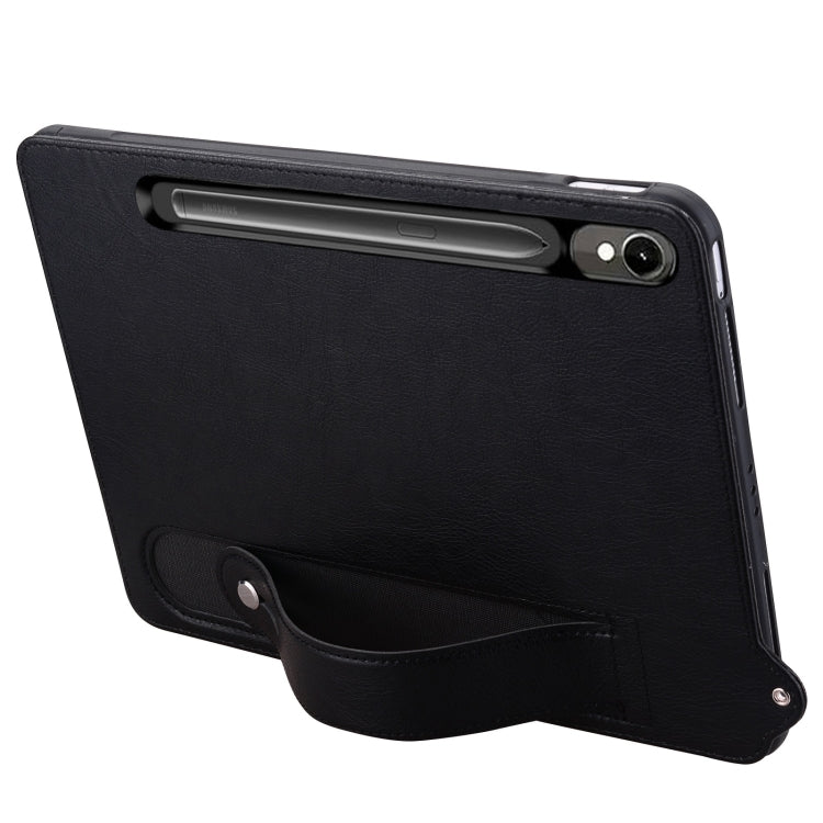 For Samsung Galaxy Tab S10 / S9 / S11 TPU Leather Back Tablet Case with Wristband(Black) by bashfashion