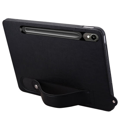 For Samsung Galaxy Tab S10 / S9 / S11 TPU Leather Back Tablet Case with Wristband(Black) by bashfashion