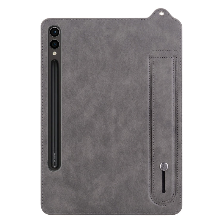 For Samsung Galaxy Tab S10+ / S9+ / S8+ TPU Leather Back Tablet Case with Wristband(Grey) by bashfashion