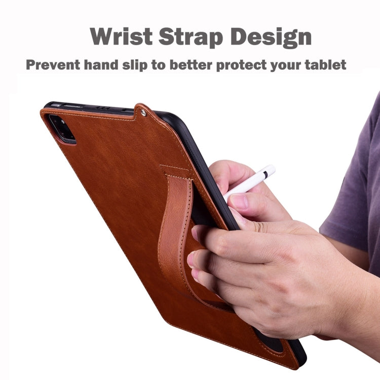 For Samsung Galaxy Tab S10+ / S9+ / S8+ TPU Leather Back Tablet Case with Wristband(Brown) by bashfashion