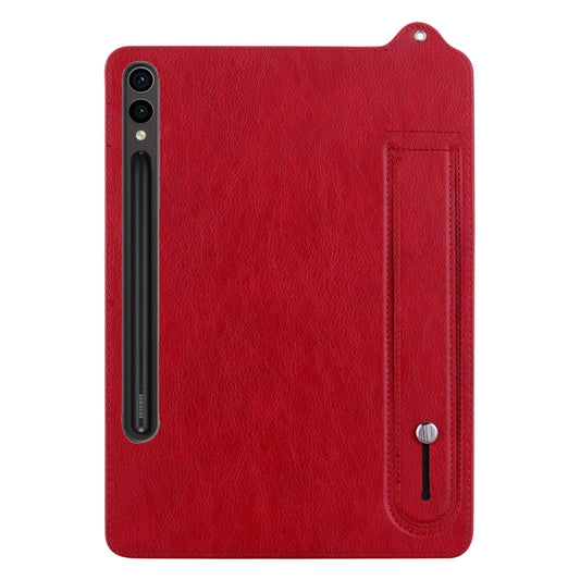 For Samsung Galaxy Tab S10 Ultra/ S11 Ultra TPU Leather Back Tablet Case with Wristband(Red) by bashfashion