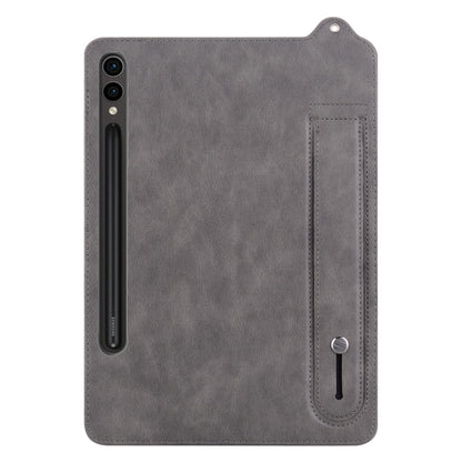 For Samsung Galaxy Tab S10 Ultra/ S11 Ultra TPU Leather Back Tablet Case with Wristband(Grey) by bashfashion