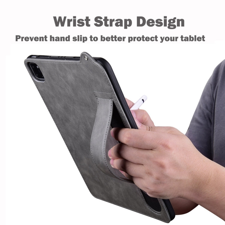 For Samsung Galaxy Tab S10 Ultra/ S11 Ultra TPU Leather Back Tablet Case with Wristband(Grey) by bashfashion