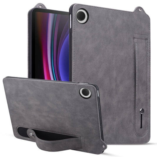 For Samsung Galaxy Tab A11+ / A9+ TPU Leather Back Tablet Case with Wristband(Grey) by bashfashion