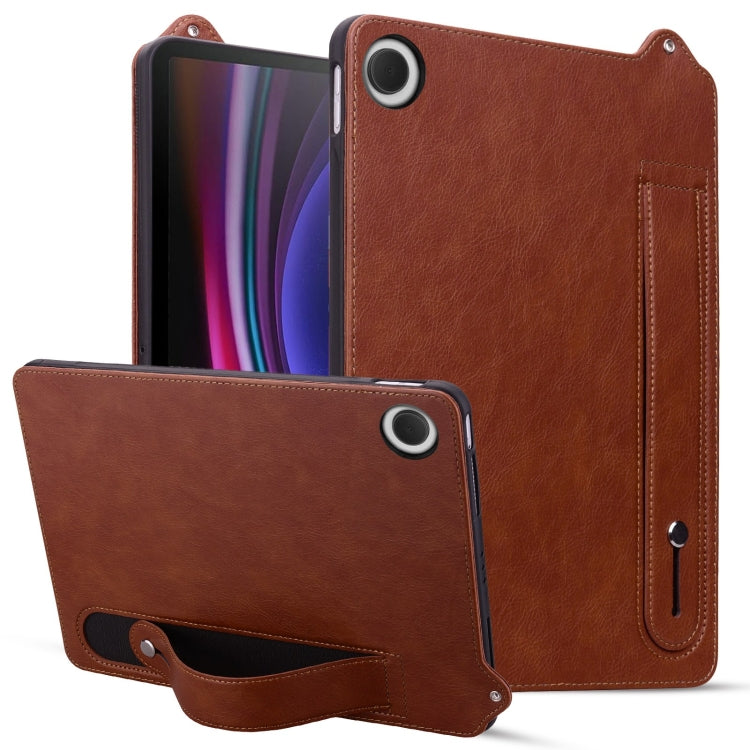 For Samsung Galaxy Tab A11+ / A9+ TPU Leather Back Tablet Case with Wristband(Brown) by bashfashion