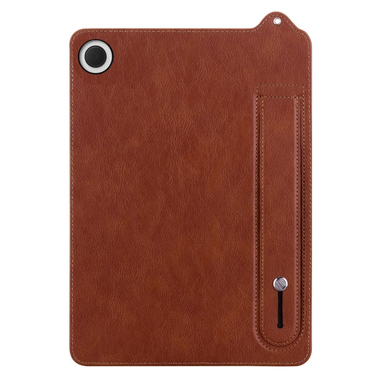 For Samsung Galaxy Tab A11+ / A9+ TPU Leather Back Tablet Case with Wristband(Brown) by bashfashion