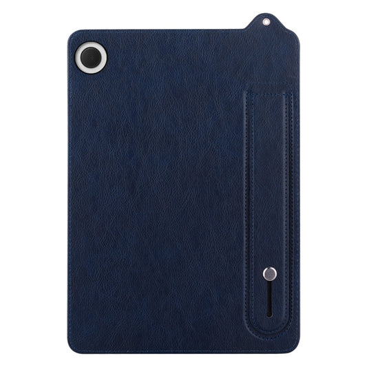 For Samsung Galaxy Tab A11+ / A9+ TPU Leather Back Tablet Case with Wristband(Dark Blue) by bashfashion