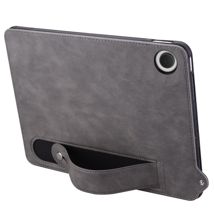 For Samsung Galaxy Tab A11 / A9 TPU Leather Back Tablet Case with Wristband(Grey) by bashfashion