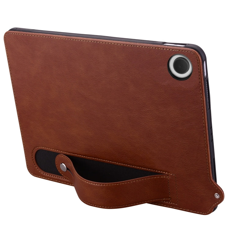 For Samsung Galaxy Tab A11 / A9 TPU Leather Back Tablet Case with Wristband(Brown) by bashfashion