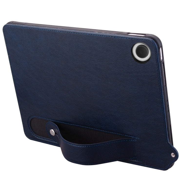 For Samsung Galaxy Tab A11 / A9 TPU Leather Back Tablet Case with Wristband(Dark Blue) by bashfashion