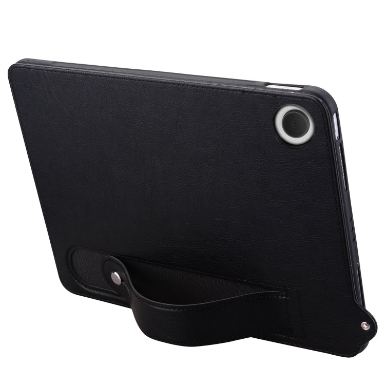 For Samsung Galaxy Tab A11 / A9 TPU Leather Back Tablet Case with Wristband(Black) by bashfashion