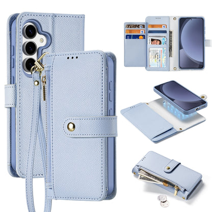 For Samsung Galaxy S25 5G DUX DUCIS Lawa Series 2 in 1 Wallet Zipper Detachable MagSafe Phone Case with Lanyard(Light Blue) by DUX DUCIS