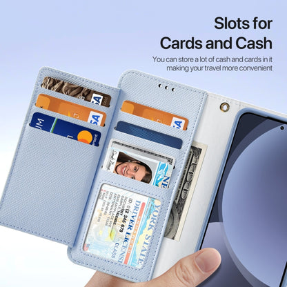 For Samsung Galaxy S25 5G DUX DUCIS Lawa Series 2 in 1 Wallet Zipper Detachable MagSafe Phone Case with Lanyard(Light Blue) by DUX DUCIS