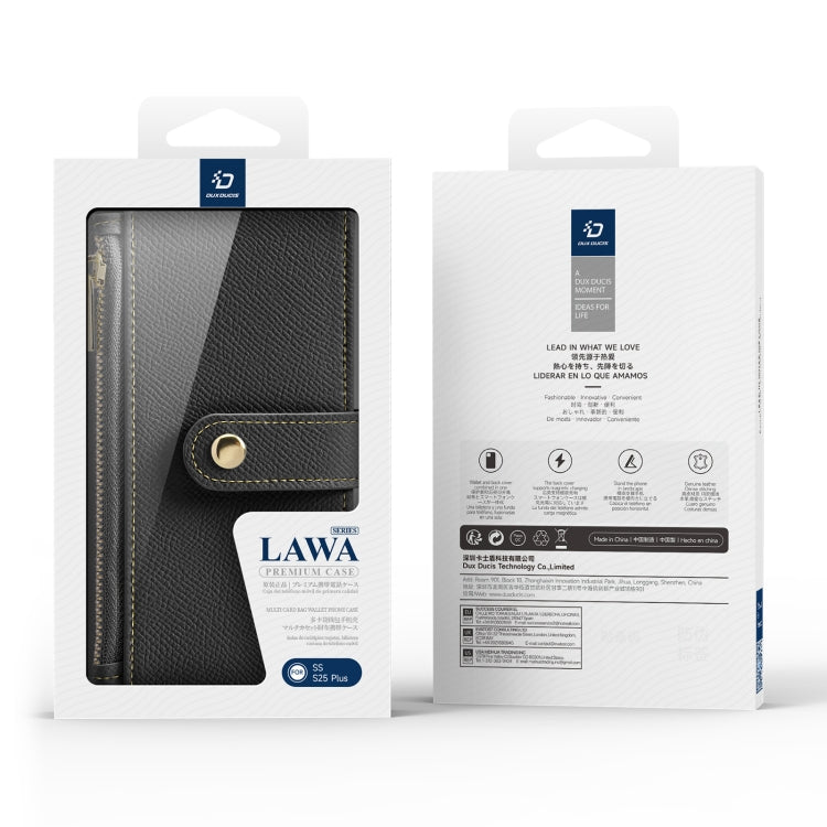 For Samsung Galaxy S25+ 5G DUX DUCIS Lawa Series 2 in 1 Wallet Zipper Detachable MagSafe Phone Case with Lanyard(Black) by DUX DUCIS