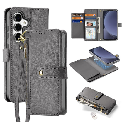 For Samsung Galaxy S25+ 5G DUX DUCIS Lawa Series 2 in 1 Wallet Zipper Detachable MagSafe Phone Case with Lanyard(Grey) by DUX DUCIS