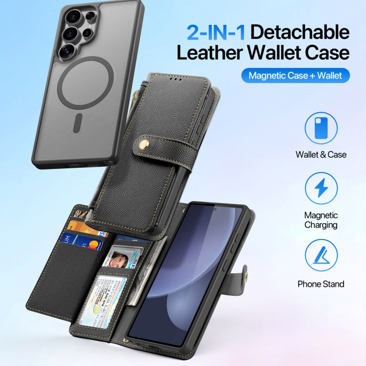 For Samsung Galaxy S25 Ultra 5G DUX DUCIS Lawa Series 2 in 1 Wallet Zipper Detachable MagSafe Phone Case with Lanyard(Black) by DUX DUCIS