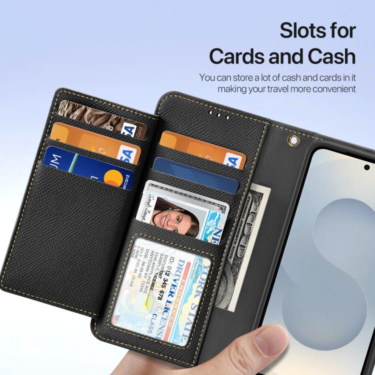 For Samsung Galaxy S25 Edge 5G DUX DUCIS Lawa Series 2 in 1 Wallet Zipper Detachable MagSafe Phone Case with Lanyard(Black) by DUX DUCIS