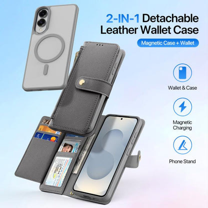 For Samsung Galaxy S25 Edge 5G DUX DUCIS Lawa Series 2 in 1 Wallet Zipper Detachable MagSafe Phone Case with Lanyard(Grey) by DUX DUCIS