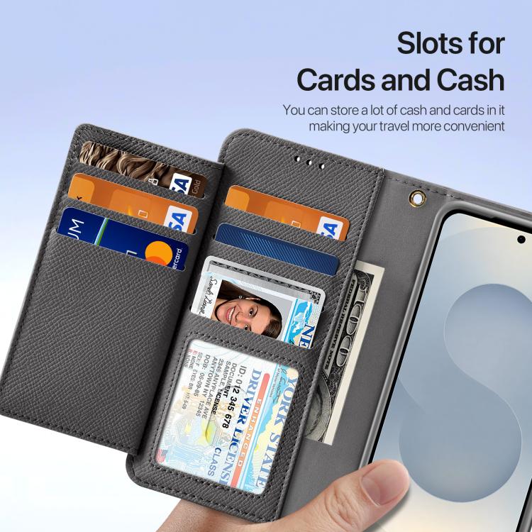 For Samsung Galaxy S25 Edge 5G DUX DUCIS Lawa Series 2 in 1 Wallet Zipper Detachable MagSafe Phone Case with Lanyard(Grey) by DUX DUCIS