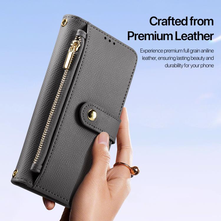 For Samsung Galaxy S25 Edge 5G DUX DUCIS Lawa Series 2 in 1 Wallet Zipper Detachable MagSafe Phone Case with Lanyard(Grey) by DUX DUCIS