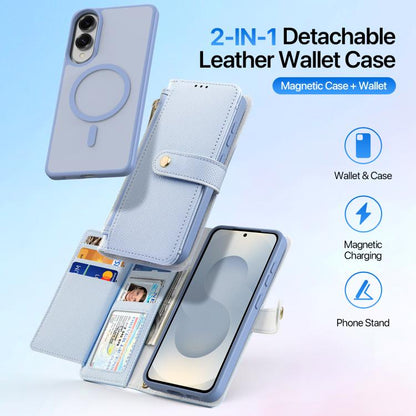 For Samsung Galaxy S25 Edge 5G DUX DUCIS Lawa Series 2 in 1 Wallet Zipper Detachable MagSafe Phone Case with Lanyard(Light Blue) by DUX DUCIS