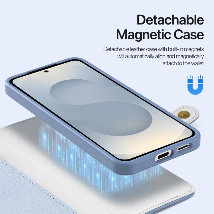 For Samsung Galaxy S25 Edge 5G DUX DUCIS Lawa Series 2 in 1 Wallet Zipper Detachable MagSafe Phone Case with Lanyard(Light Blue) by DUX DUCIS
