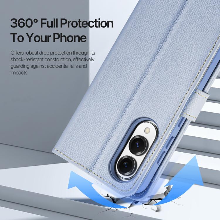 For Samsung Galaxy S25 Edge 5G DUX DUCIS Lawa Series 2 in 1 Wallet Zipper Detachable MagSafe Phone Case with Lanyard(Light Blue) by DUX DUCIS