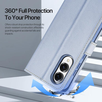 For Samsung Galaxy S25 Edge 5G DUX DUCIS Lawa Series 2 in 1 Wallet Zipper Detachable MagSafe Phone Case with Lanyard(Light Blue) by DUX DUCIS