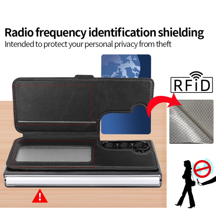 For Samsung Galaxy Z Fold6 VIETAO Integrated RFID MagSafe Detachable PU Phone Case(Black) by VIETAO