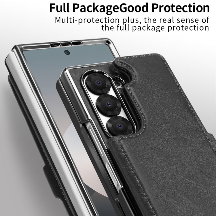 For Samsung Galaxy Z Fold6 VIETAO Integrated RFID MagSafe Detachable PU Phone Case(Black) by VIETAO