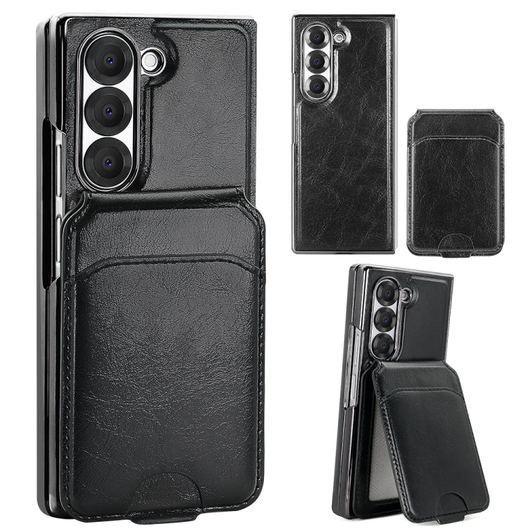 For Samsung Galaxy Z Fold6 VIETAO Integrated MagSafe RFID Detachable Card Bag PU Phone Case(Black) by VIETAO