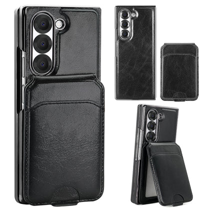 For Samsung Galaxy Z Fold6 VIETAO Integrated MagSafe RFID Detachable Card Bag PU Phone Case(Black) by VIETAO