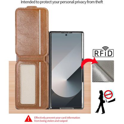 For Samsung Galaxy Z Fold6 VIETAO Integrated MagSafe RFID Detachable Card Bag PU Phone Case(Black) by VIETAO