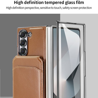 For Samsung Galaxy Z Fold5 VIETAO Integrated MagSafe RFID Detachable Card Bag PU Phone Case(Brown) by VIETAO