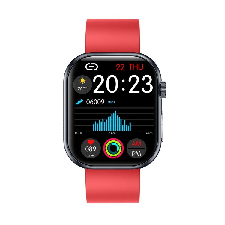 ET587 1.95 inch AMOLED Screen Smart Watch, ECG Electrocardiogram/Blood Sugar Monitoring(Red) by bashfashion