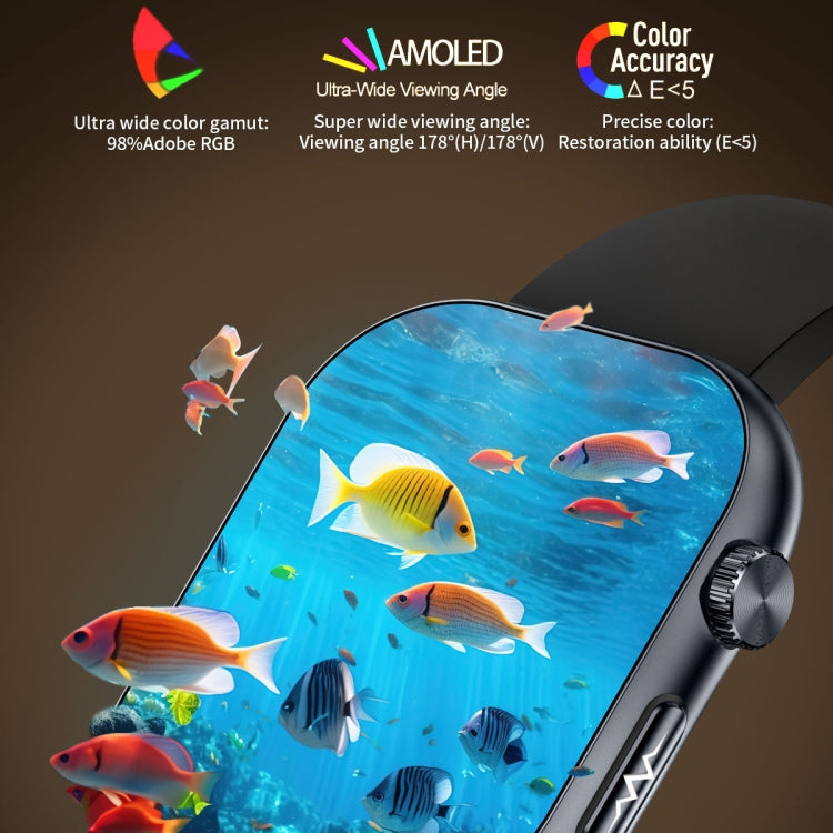 ET587 1.95 inch AMOLED Screen Smart Watch, ECG Electrocardiogram/Blood Sugar Monitoring(Black) by bashfashion