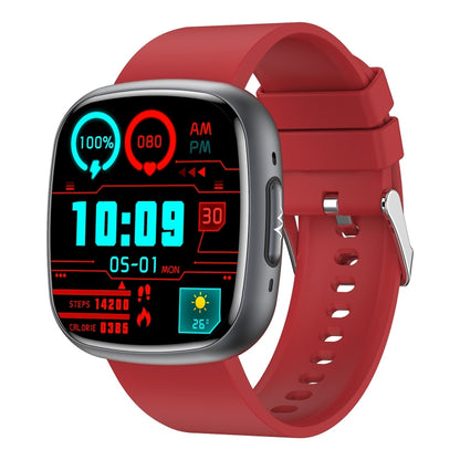 ET593 1.75 inch IPS Square Screen Smart Watch, ECG Electrocardiogram / Blood Sugar Monitoring(Red) by bashfashion