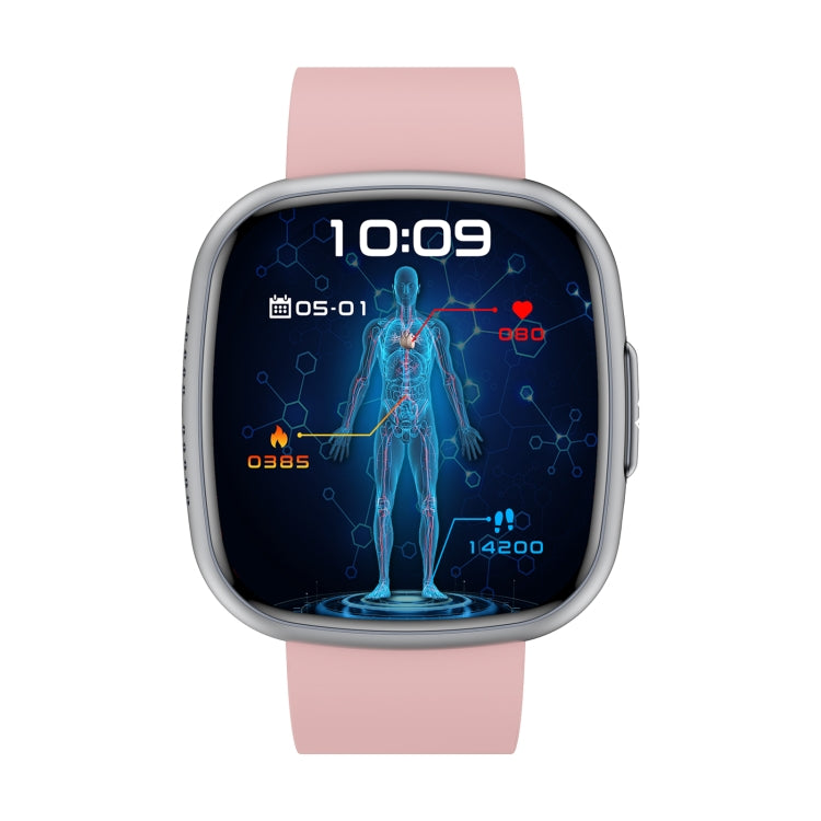 ET593 1.75 inch IPS Square Screen Smart Watch, ECG Electrocardiogram / Blood Sugar Monitoring(Pink) by bashfashion